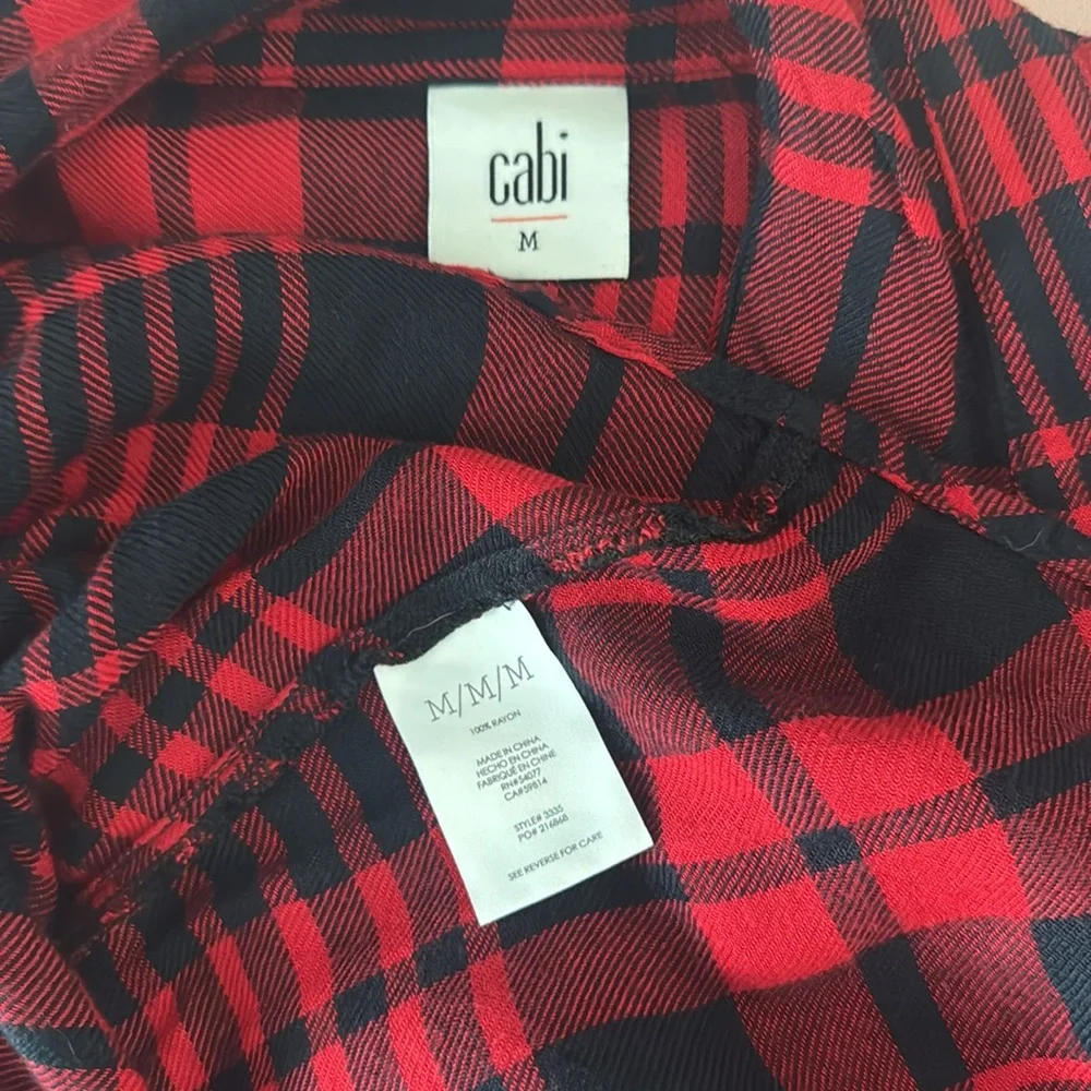 CAbi Red and Black Plaid Button Down Shirt Style 3335‎ - Picture 5 of 5